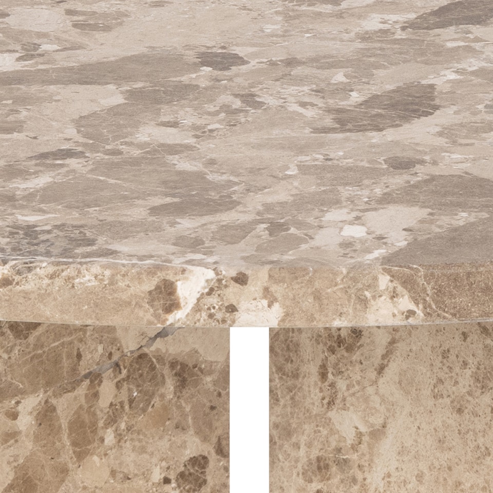 image 1 of Vega Round Coffee Table with Brown Marble Top 90cm