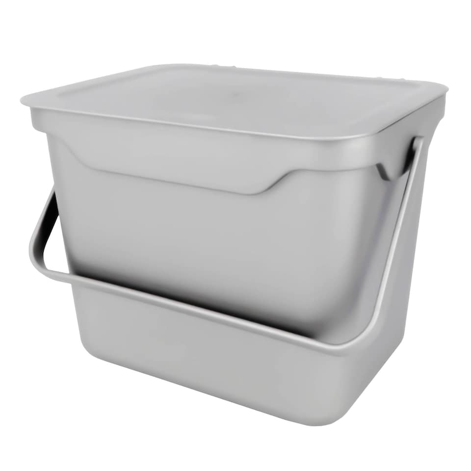 image 1 of 5L Light Grey Plastic Kitchen Compost Caddy/Food Bin for Food Waste Recycling