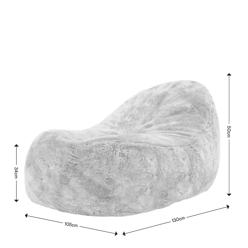 image 1 of Kenai Faux Fur Bean Bag Lounger Arctic Wolf Grey Giant Bean Bag Chair | Grey | Arctic Wolf Grey | XL | 1