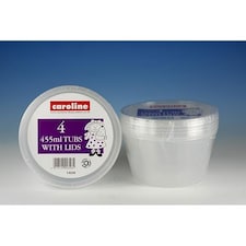 Caroline Round Plastic Tub with Lid 455ml / 16oz 4pk 1434 - One Colour - One Size