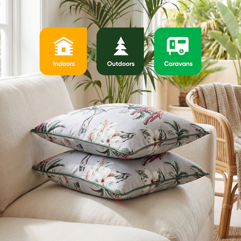 image 1 of Gardenwize Pink Parrot Scatter Cushions Outdoor (Pair