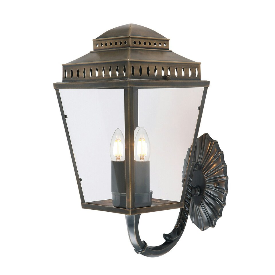 image 1 of Mansion House 3 Light Outdoor Wall Lantern Light Brass IP44, E14