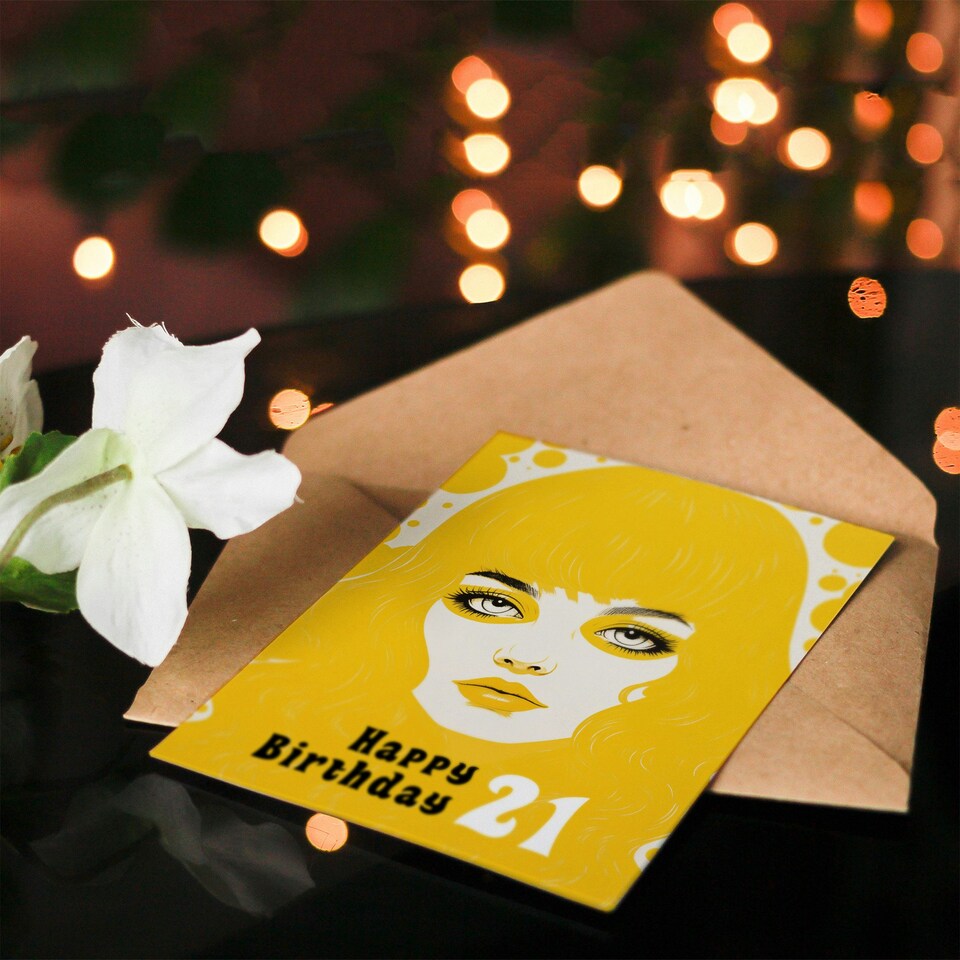image 1 of Summer Yellow Cool Girl Age 21 Year Old 21st Her Birthday Card