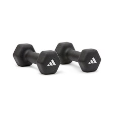 Adidas 2kg Neoprene Dumbbell Pair, Hexagonal Non-Roll Design, Black | Black | BLACK | adult
