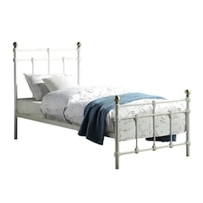 Bayford Traditional Vintage Style White Metal Bed Frame (Single) | White | White | Single