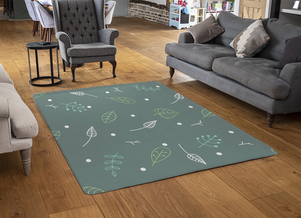 image 1 of Hand Drawn Leaves Rug | Multi