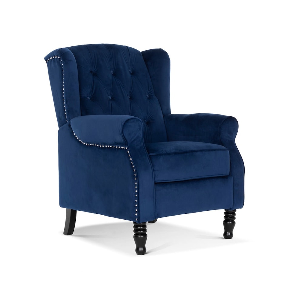 image 1 of Velvet Blue Marianna Manual Recliner Wingback Chair