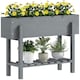 image 6 of Outsunny Wooden Raised Bed w/ Bed Liner, Storage Shelf