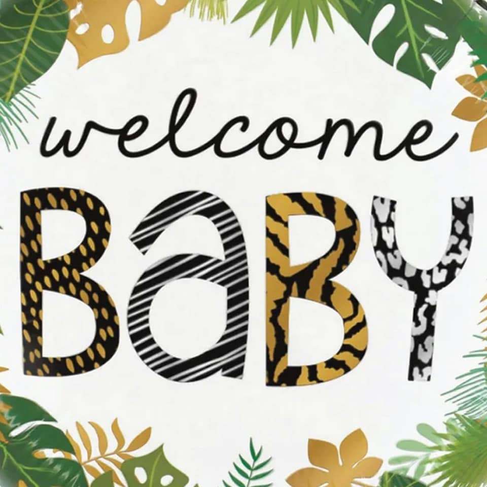 image 1 of Oaktree Welcome Baby Metallic Jungle Foil Balloon - Multicoloured - One Size Multi