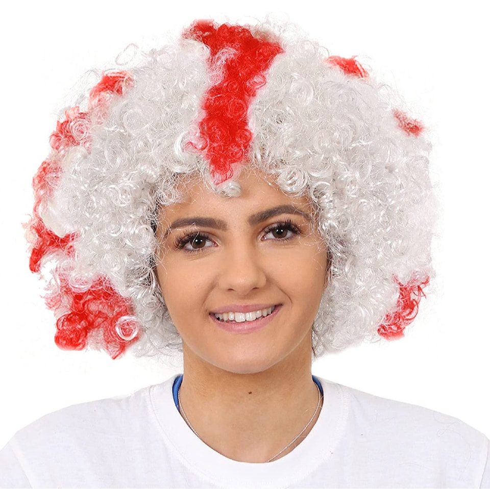 image 1 of England Supporters Curly Wig | Red | 12