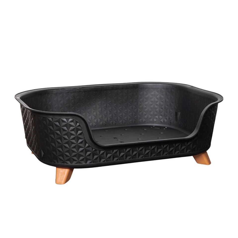 image 1 of 77cm x 58cm Black Plastic Raised Pet Basket with Legs
