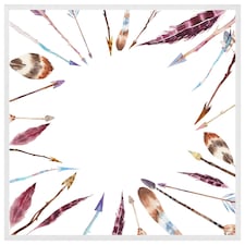 Watercolour boho chic with feathers and arrows (Picture Frame) White | L