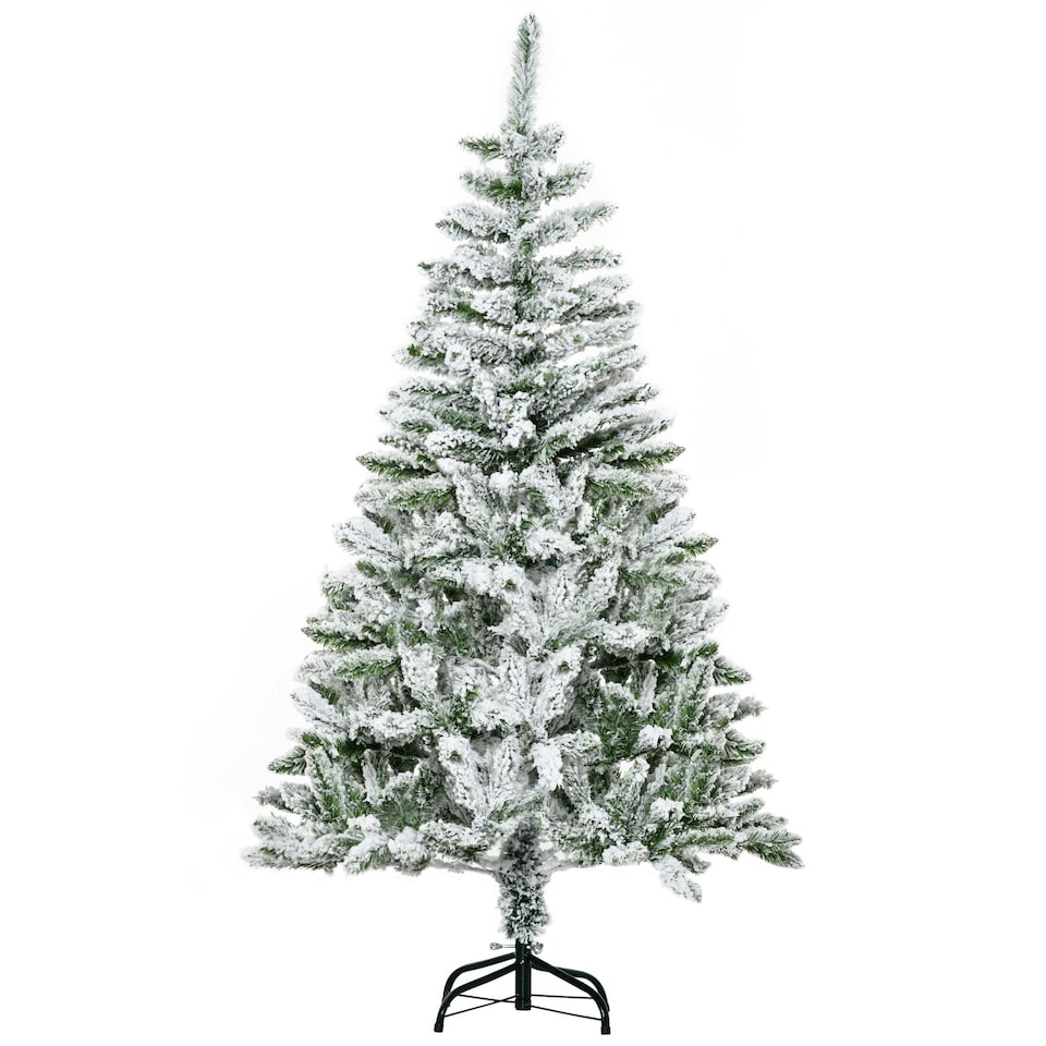 image 1 of HOMCOM 5ft Snow Flocked Artificial Christmas Tree w/ Realistic Branch Tips