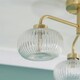 image 3 of ValueLights Amaia Brushed Gold IP44 3 Way Clear Ribbed Glass Ceiling Light with LED Bulbs