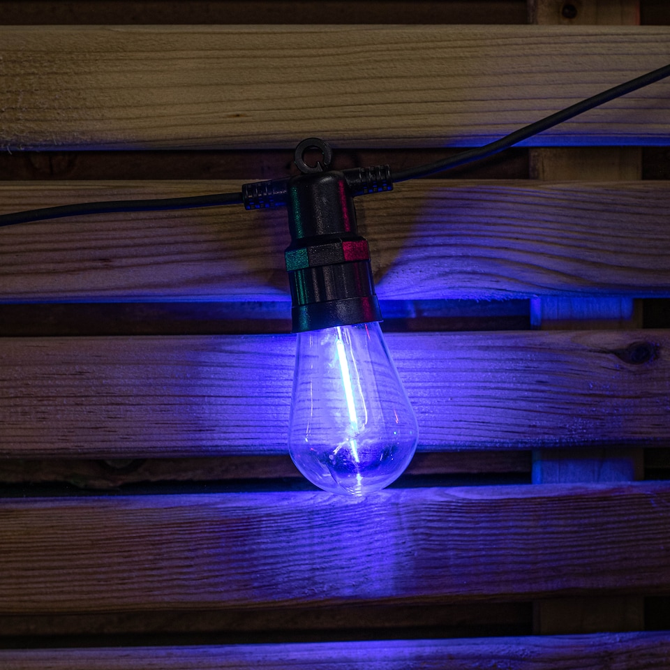 image 1 of Set of 20 Indoor Outdoor Connectable Vintage Festoon Lights with Multi-Coloured LEDs