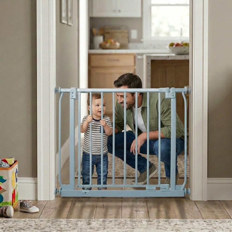 image 1 of Safetots Elite Pressure Safety Gate, 116cm - 125cm, Matt Grey, Pressure Fit Stair Gate, Baby Gate for Doors Hallways and Spaces, Safety Barrier, Easy Installation