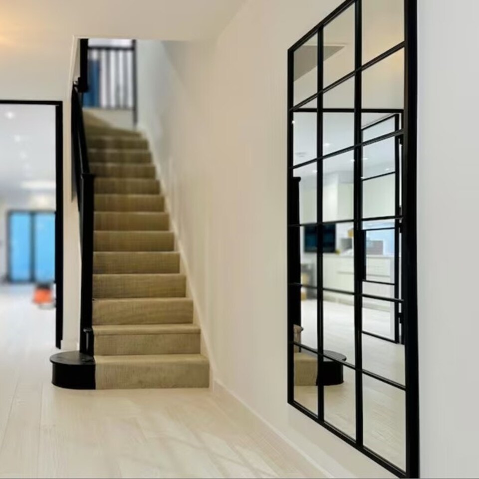 image 1 of The Fenestra - Black Modern Window Leaner / Wall Mirror 69" X 33" (174CM X 85CM) Black