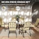 image 4 of Outsunny 7 Pieces Garden Dining Set, Outdoor Rectangular Dining Table and 6 Cushioned Armchairs, Tempered Glass Top Table w Umbrella Hole, Texteline Seats, Beige