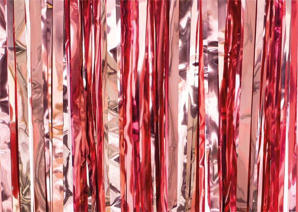 image 1 of Shimmer Tinsel Curtain, 3M x 1M Rose Gold