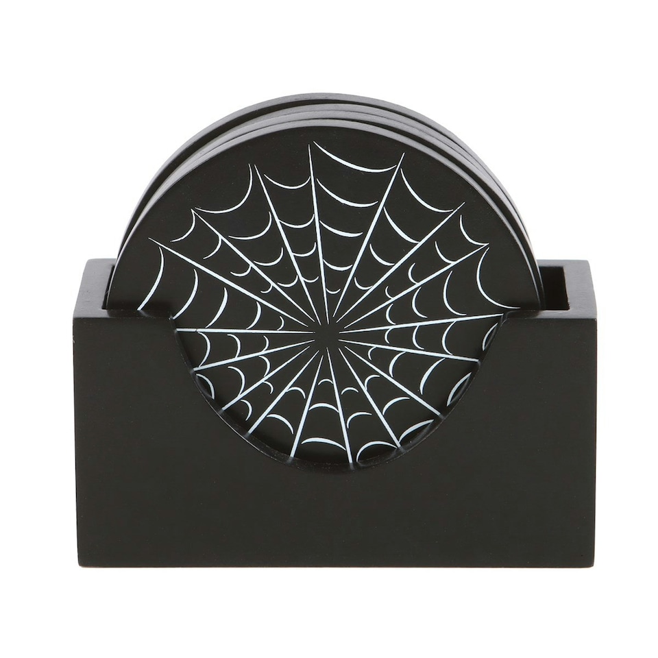 image 1 of Something Different Spider Web Coaster Set (Pack of 4) - Black/White - One Size
