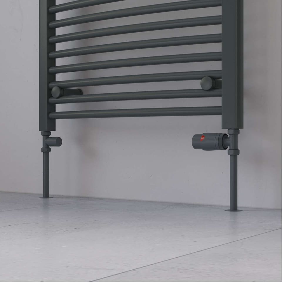 image 1 of Stirling Bold - Anthracite Thermostatic Radiator Valve & Installation Kit Straight 15mm