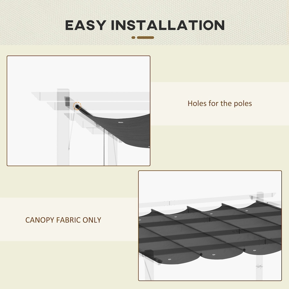 image 1 of Outsunny Pergola Shade Cover Replacement Canopy for 3 x 3(m) Pergola, Beige