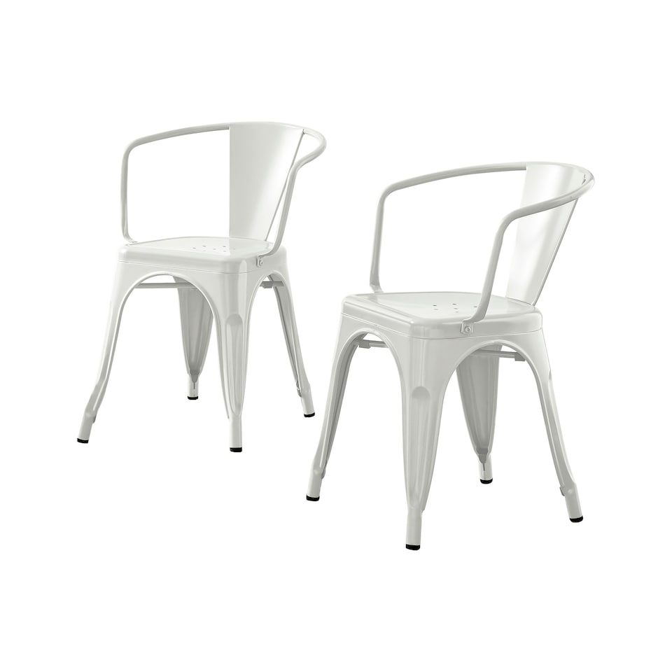 image 1 of Furniturebox 2x Colton 'Tolix' Style White Metal Dining Chairs with Arms