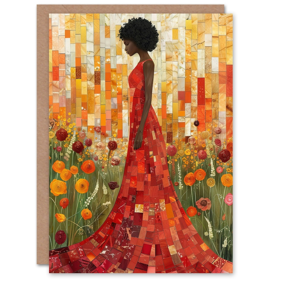 image 1 of Beauty Portrait Gradient Colour Flowers Him Her Birthday Card
