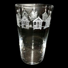Animo Glass Etched Pint Glass Beach Huts
