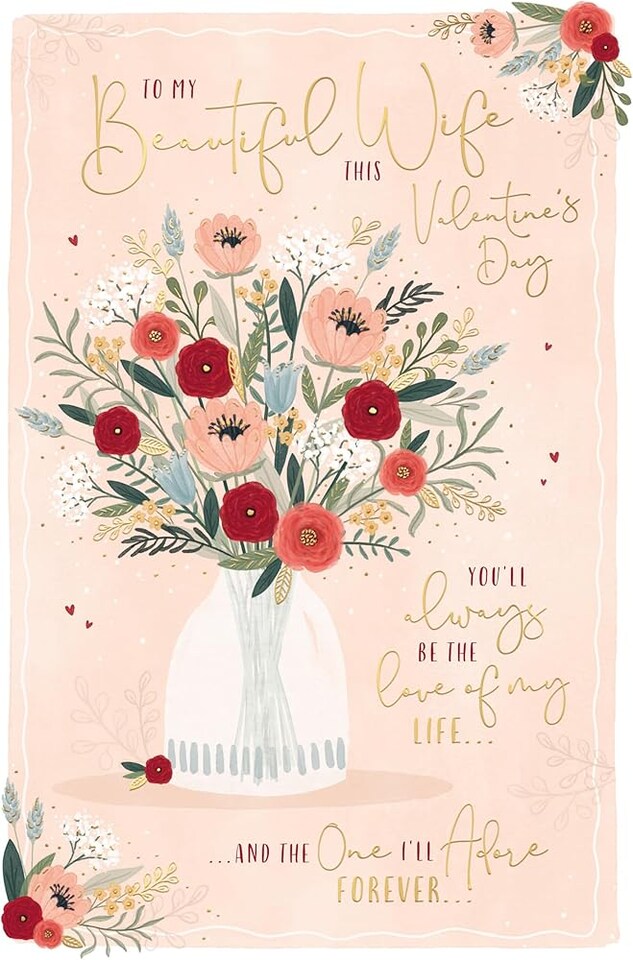image 1 of Vase Of Flowers Beautiful Wife Valentine's Day Card