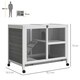 image 4 of PawHut Rabbit Hutch, Bunny Cage 2 Layers with Wheels & Open Roof, Grey