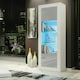 image 2 of Tall Cabinet 170cm Grey Gloss Doors White Matt Body Free LED Light | White | Grey