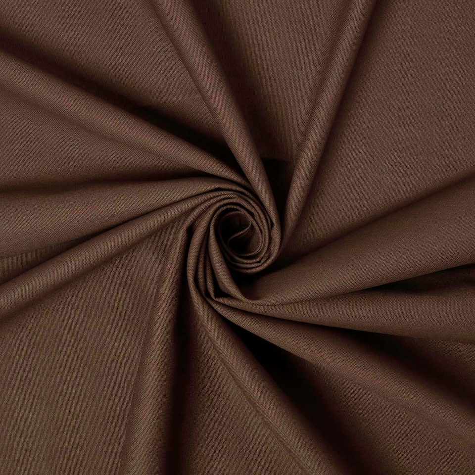 image 1 of Homescapes Pure Cotton Plain Brown Fabric 150 cm Wide | Brown | 150cm(60") wide, sold per metre length
