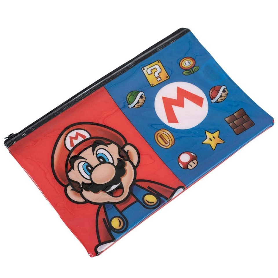 image 1 of Super Mario Essential Pencil Case - Blue/Red - One Size Blue