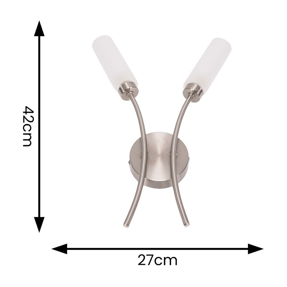 image 1 of ValueLights Maya Brushed Chrome 2 Way Curved Upright Wall Light | Silver