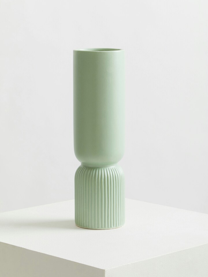 image 1 of Orsina Sturdy Ceramic Design Sage Green Vase, Spacious Flower Ceramic Vase, Lightweight Vase For Artificial Flowers