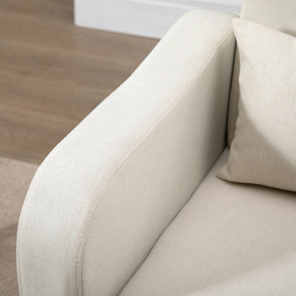 image 1 of HOMCOM Nordic Leisure Lounge Sofa Accent Chair with Pillow for Bedroom Cream