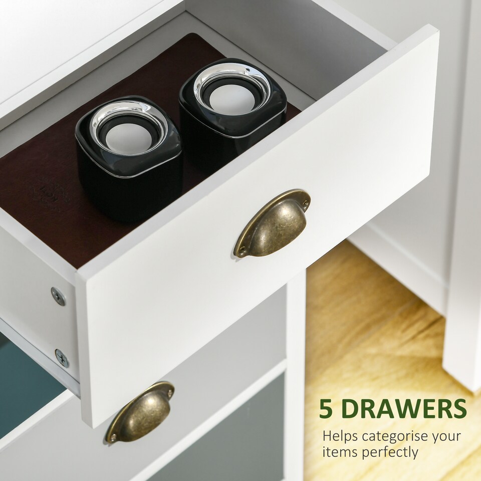 image 1 of HOMCOM Chest of Drawers, 5 Drawer Storage Organizer Unit Bedroom, Blue