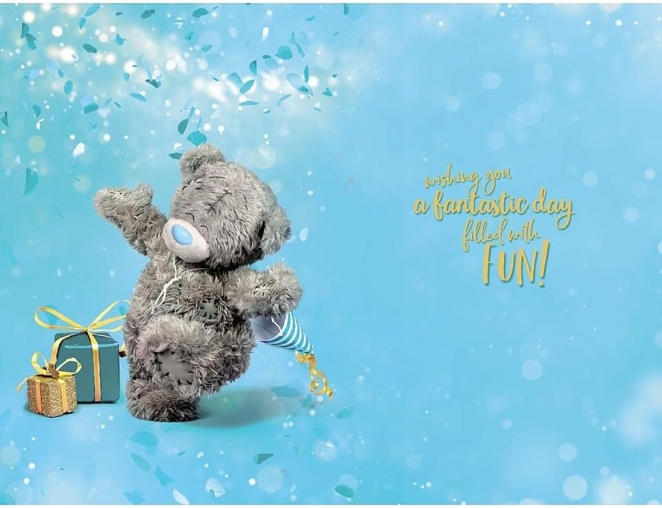 image 1 of Bear With Party Hat Just Like You 12th Birthday Card
