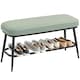 image 1 of HOMCOM Shoe Bench, PU Leather Shoe Storage Bench for Entryway, Green Green | Black