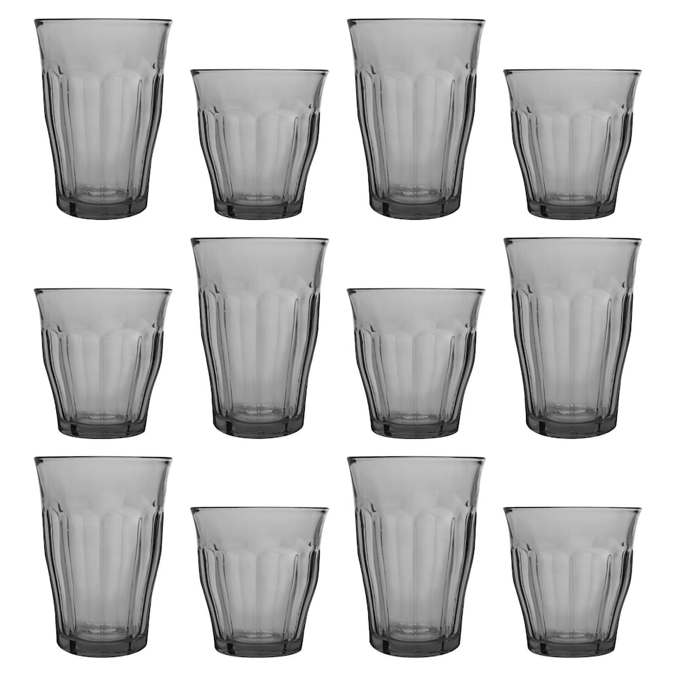 image 1 of Duralex 12pc Picardie Highball Glasses & Tumblers Set - Grey Grey