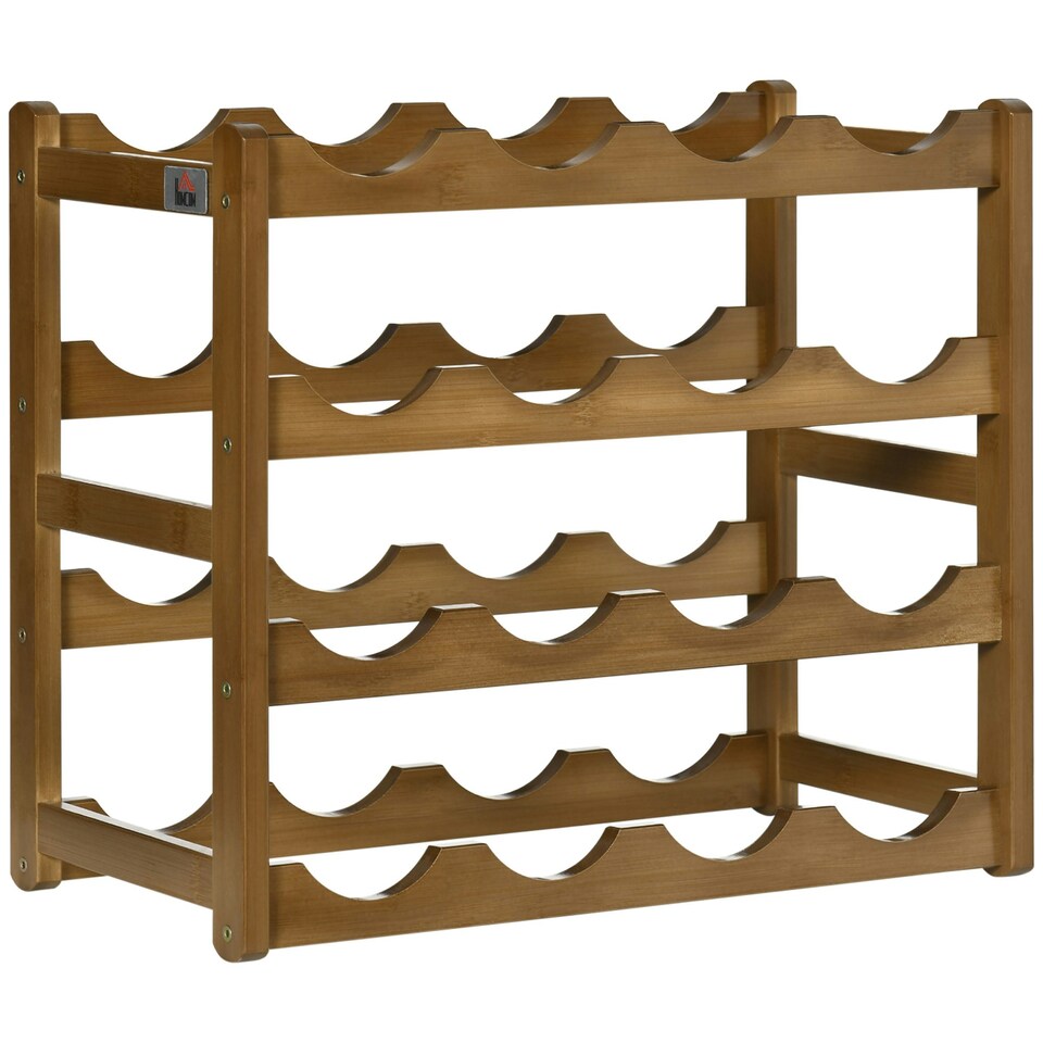 image 1 of HOMCOM Free Standing Wine Rack 16 Bottle Holders, Bamboo Display Shelf