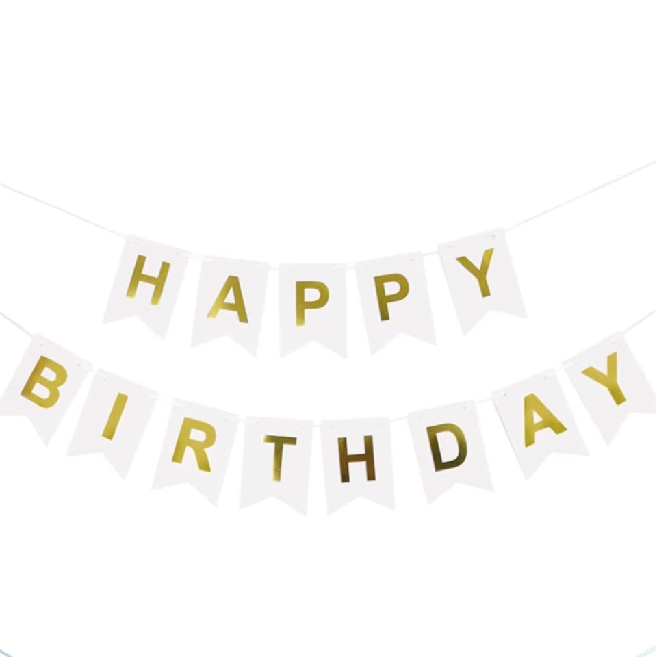 image 1 of Happy Birthday Party Banner White
