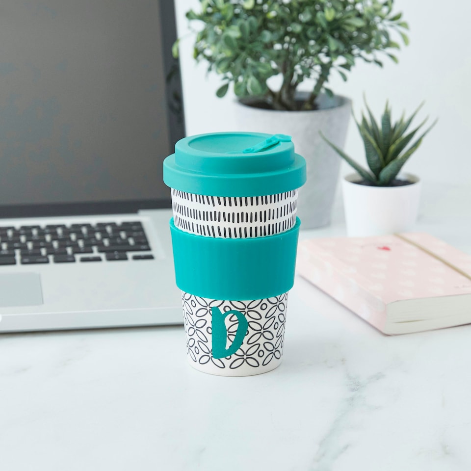 image 1 of KitchenCraft 410ml Bamboo A to Z Letter "D" Reuseable Mug | Multi