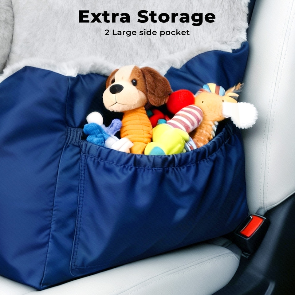 image 1 of Skylos Dog Car Seat Bed Pet Booster Travel Carrier with Safety Leash | Blue | Blue | 1
