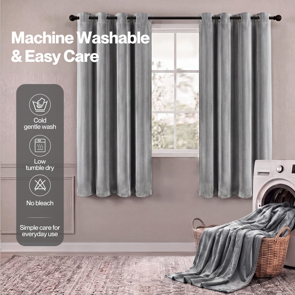 image 1 of Marlow Velvet Blackout Eyelet Curtains with Tie Backs for Home