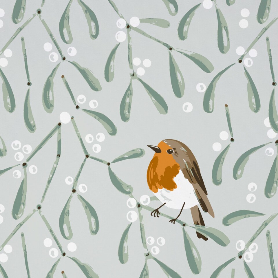image 1 of Ulster Weavers Mistletoe & Robin Tea Towel - Cotton Green