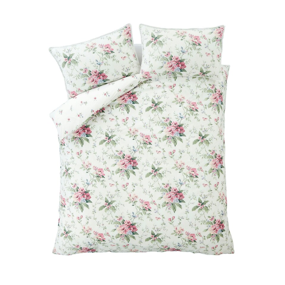 image 1 of Bridgerton By Catherine Lansfield Penelope Floral Reversible Duvet Cover Set Cream Cream | Single