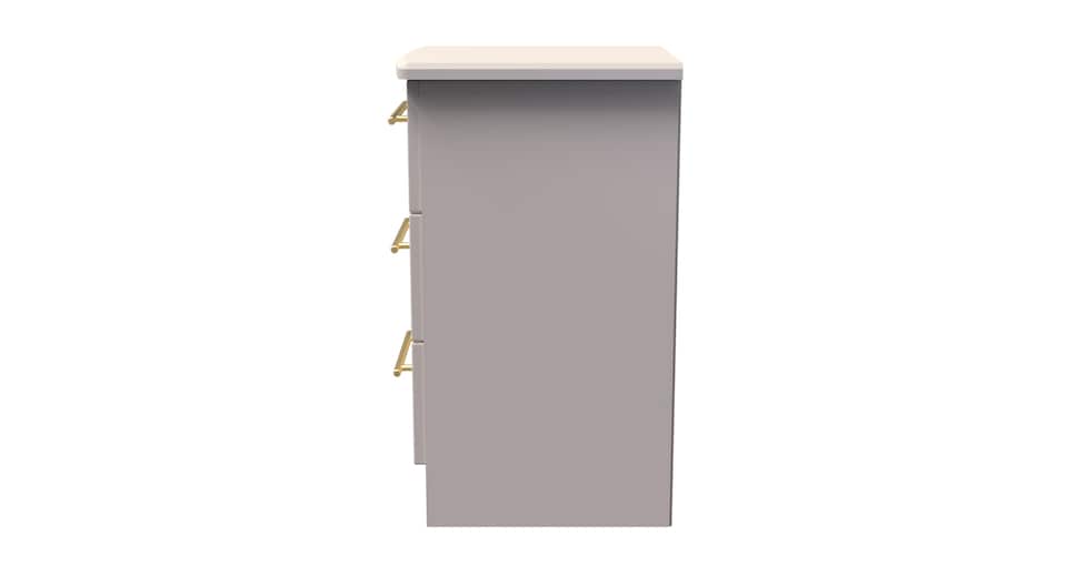 image 1 of Helmsley 3 Drawer Bedside Cabinet in Kashmir Matt (Ready Assembled) | Cream | Kashmir Matt