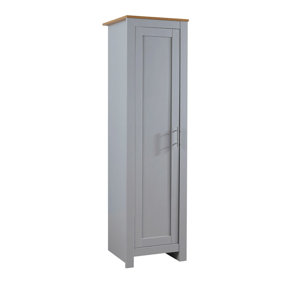 image 1 of Wardrobe 1 Door Hanging Rail Wood Bedroom Furniture Storage Unit Grey